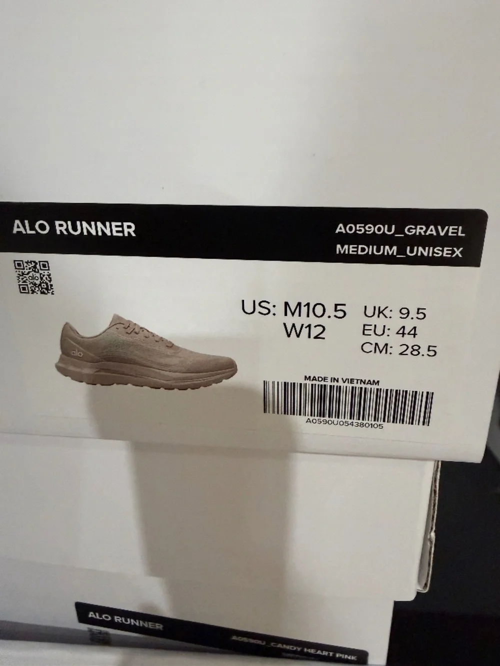 ALO Runner sneakers, size M 10.5; W 12; color Gravel; NEW with tags